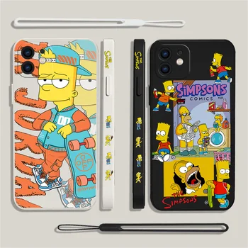 Amuzant Drăguț Simpsons Caz de Telefon Pentru Samsung Galaxy S23 S22 S21 S20 Ultra Plus FE S10 4G S9 S10E Nota 20 Cu Șnur Capac