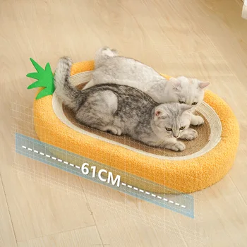Ananas Oval Pet Cat Scratcher Bol Cu Diametru Mare Integrat Design Robust Pisica Zgarieturi Tampon De Pat Pentru Casă