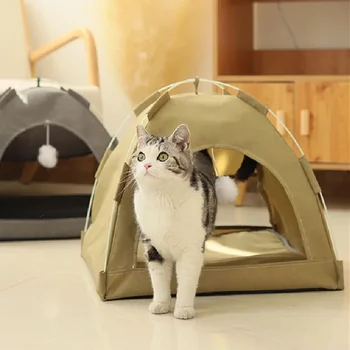 Animale De Companie Cort Pat Pisici De Casa Cu Produse Accesorii Cald Perne Canapea Mobilier Coș Paturi Iarna Clapetă Pisoi Corturi Pisica