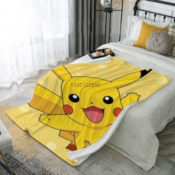 Anime Desene animate Pokemon Pikachu Fleece Pătură de Canapea extensibilă Toate Anotimpurile Calde Arunca Patura foarte Moale Mângâietor Dormit Acoperi