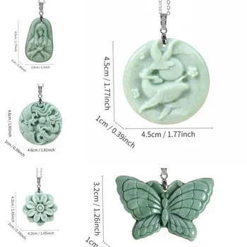Argint 925 Verde Jad Pandantiv Amulete Naturale Reale Dragon Colier Fluture Om De Piatră Designer Talismane Bijuterii