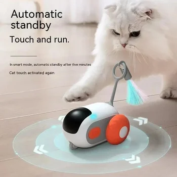 Autonome de Conducere Cat Teaser Control de la Distanță Inteligent Jucării Pisica Vehicul Inteligent de Încărcare USB Pisica Stick Pene de Formare Cat Jucării