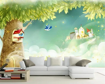 beibehang Personalizate wallpaper 3d foto murală de desene animate mare casă în copac camera de zi dormitor tapet de fundal de papel de parede murală