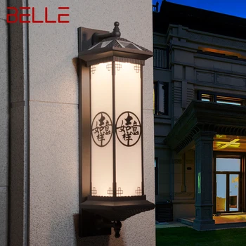 BELLE în aer liber Solare Lampă de Perete Creativitatea Chineză Cafea Tranșee de Lumină LED-uri Impermeabil IP65 pentru Home Villa Balcon Curte