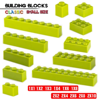 Bloc 1X2 2X6 2X10 gaura lumina verde cărămidă de bază accesorii educație creativitatea compatibil marca bloc jucărie
