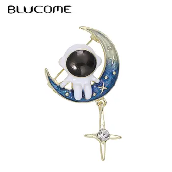 Blucome 2023 Noi Rafinat De Desene Animate Minunat Aerospațială Stele Brosa Din Aliaj Picătură De Ulei De Spațiu Luna Astronaut Moda Pin Bijuterii Cadou