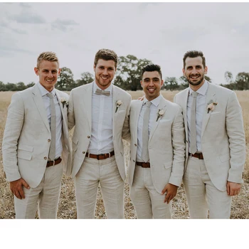 Bărbați Costum Pentru Nunta Mire 2023 Trajes Elegante Para Hombres Singur Pieptul Crestate Rever Lenjerie De Vara Slim Fit Personalizat