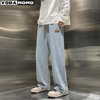 Bărbați de Înaltă calitate Supradimensionate Blugi Largi coreeană de Moda Casual Picior Drept Pantaloni Largi cu Talie Elastic Y2K Blugi blugi largi