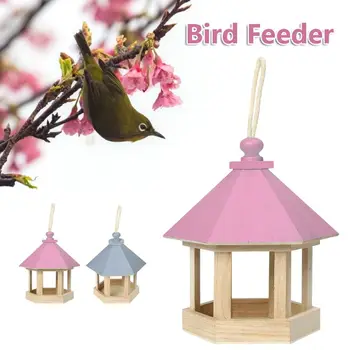 Casa de lemn Alimentator de Pasăre în aer liber din Lemn Păsări Casa Agățat de Hrănire Gol Alimentator de Pasăre Alimentare Container pentru Gradina Parcare