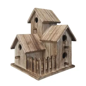Casa de pasăre cu Tija 4 Găuri Case de Păsări pentru Exterior Cuib de Pasăre Cutie Colivie pentru Grădină în aer liber Curte