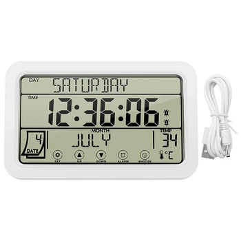 Ceas de Perete Digital, Ceas Digital, Baterii, 8Inch Ceas de Birou Cu Temperatura Umiditate Zi Data Pentru Acasă