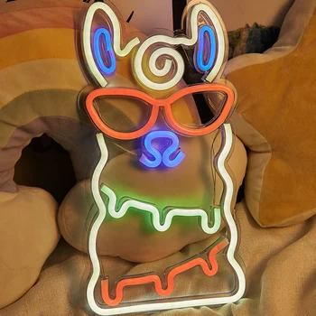 Chi-cumpara Alpaca LED Neon Sign USB Alimentat Semne de Neon Lumina de Noapte 3D de Perete de Arta si Sala de Joc Dormitor Living Decorul Camerei Lampa Semne