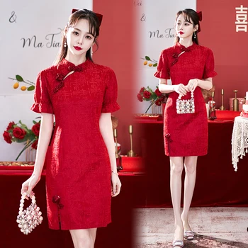 Chineză Tradițională Nou Haine Tineri Îmbunătățit Cheongsam Rochii de Mireasa pentru Femei Qipao Îmbrăcăminte CNY