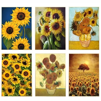 Clasic de Floarea-soarelui Panza Pictura Pop-Arta de Perete Pictură în Ulei de Plante, Flori, Postere, Printuri Imaginile pentru Camera de zi Decor Acasă