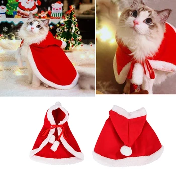 Costum De Pisica Santa Cosplay Amuzant Transformat Pisică/Câine De Companie Crăciun Cape Dress Up Haine Eșarfă Roșie Manta Elemente De Recuzită, Decor
