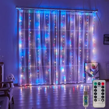 Craciun cu LED-uri Lumini de Basm Ghirlandă Perdea de Lumini Șir de Control de la Distanță Inclus Acasă Decorare Dormitor Fereastra de Vacanță de Iluminat