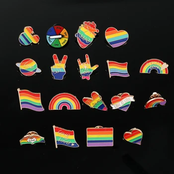 Creative Curcubeu Dragoste Inima Insigna Metalică LGBT Flag Pin pentru Rucsac Email Broșe Bijuterii pentru Gay Drăguț Accesorii Cadouri