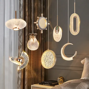 Cristal Pandantiv Lumina Nordic Lux Agățat Lămpi pentru Camera de zi Dormitor Decor Acasă Chandelirer Serie de Cristal Luciu Lampa