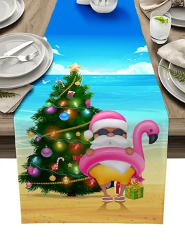 Crăciun Plaja Pom De Crăciun Moș Crăciun Tabelul Runner Nunta De Luat Masa Decor De Masă Față De Masă De Crăciun De Vacanță Placemats