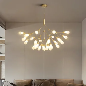 Cupru de Lux LED Iluminat Candelabru Nordic de Mese, Salon de Licurici Creative G4 Lampă de Agățat Bedroom Home Deco Sticla de Prindere