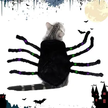 Câinii Spider Costume De Păianjen Negru Catelus Cosplay Luminat De Halloween Animale De Companie Spider Costume Cu 8 Blană Picioare Halloween Tendință Pentru Câine