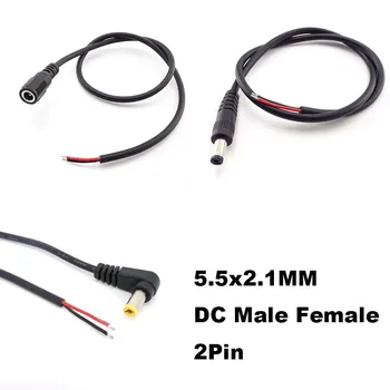 DC MASCULIN feminin dreptate angel 5.5x2.1MM 22AWG 90 de grade Priza de Putere de aprovizionare extinde Cablu Negru Conector de Încărcare Cot cablu