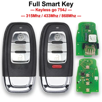 De acces fără cheie de la Distanță Inteligent Auto Key Fob 754J 315/433/868Mhz pcf7945AC Chip pentru Audi A4 A5 A6L A7 A8 Q5 754J 754D/H/F/C/B