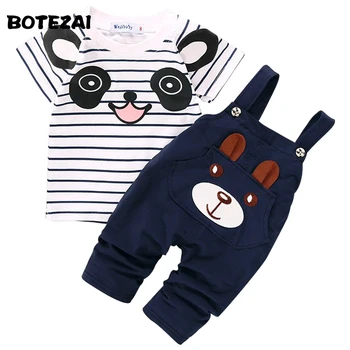 De Vară 2020 Copilul de Îmbrăcăminte pentru Băieți Set de Desene animate Panda Baby Băieți Scurt-maneca tricou+Salopete Pantaloni 2 buc Set Haine pentru Copii de 1-4Y