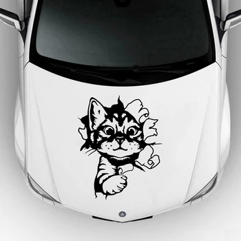 Desene animate Pisica Vine Prin Perete Autocolant Auto Decal pentru Bara Capota Parbriz Rulote Rulota Camper Rv