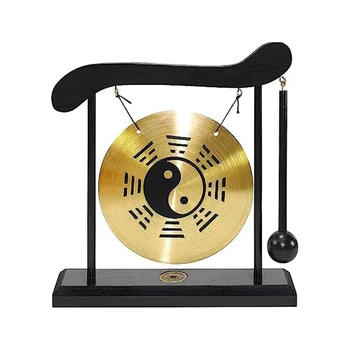 Desktop Gong - Feng Shui Alamă Gong Desktop Ornament cu Stand și Ciocan, Delicat Chineză Decor Acasă,Opt Diagrame