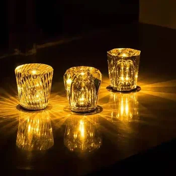 Diamond Crystal LED Lumina de Noapte Restaurant, Bar Masa Atmosferă de Lumină Lumina Dormitor Lampă de Noptieră Reîncărcabilă Romantic Lampa Cadou