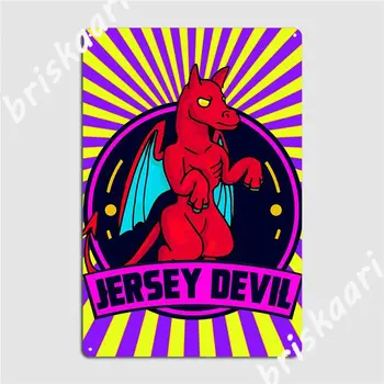 Diavolul Din Jersey Placa De Metal Poster De Perete Pub Plăci Cinema Retro Tin Semn Poster