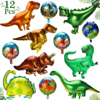 Dinozaur Balon 12 Buc Folie De Aluminiu Mylar Heliu Junglă Baloane De Ziua De Nastere Copil De Dus Jungla Tema Consumabile Partid