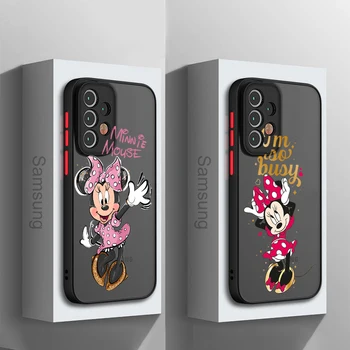 Disney Drăguț Minnie Mouse-Ul Pentru Samsung Galaxy A15 A05 A54 A24 A34 A73 A53 A23 A52 A71 A51 Mat Translucid Greu Caz De Telefon