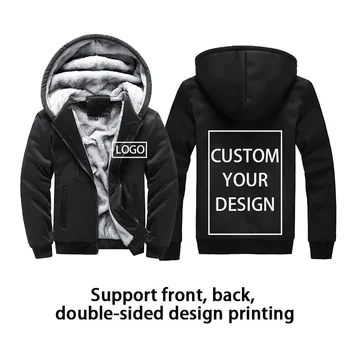 DIY Hanorace Personalizate Propriul Logo Design, Print Zip Fleece Lined Hanorac Barbati Iarna Vrac Geaca de Iarna Cald Strat Gros