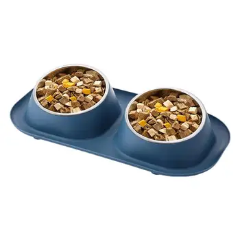 Double Dog Bowl Boluri Mici pentru Pui de Pisici, Câine, Pisoi Provizii Alimentare Alimentatoare din Oțel Inoxidabil Pet Feeder Boluri Accesorii Câine