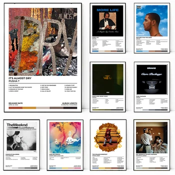 Drake, Kanye West Pusha T Kendrick Lamar Fierbinte Cântăreață Pop Coperta Albumului Poster Panza Pictura Perete Imprimă Imaginea Decor Acasă Cadou