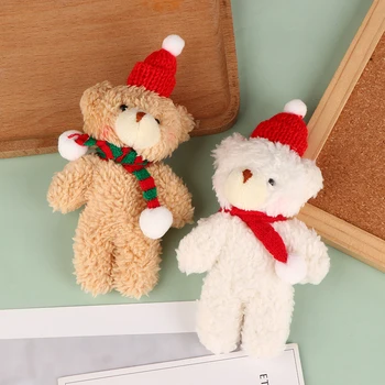 Drăguț de Crăciun de Pluș Urs Breloc Pufos Pălărie Tricotate Eșarfă Lungă Vacanță-tematice Breloc Rucsac Decor