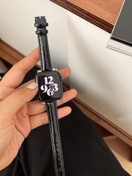 Dublu Șirag de mărgele Design Slim din Piele Watchband Pentru Apple Watch Band 41mm 40mm 45 de 38mm Pentru iwatch Seria 8 SE 7 6 5 4 3 2 Femeie Curea