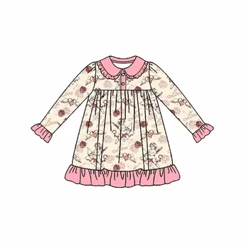 En-gros de Haine pentru Copii de vânzare la cald Ziua Îndrăgostiților cu mâneci Lungi rever rochie copii rochii pentru fete haine de tip boutique