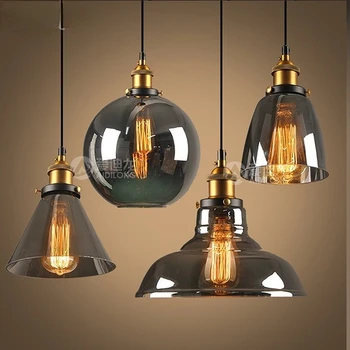 Epocă Pandantiv cu LED-uri Lumini de Sticlă Loft Retro E27 Bec Lampa Lamparas Colgantes Industriale Acasă Bucătărie de Iluminat lampa de minge