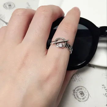 Epocă simplu Cubic Zirconia Degetul Reglabil Thai Argint Inele de Culoare Pentru Femei de Moda plin de grație Cadouri Bijuterii SR2281