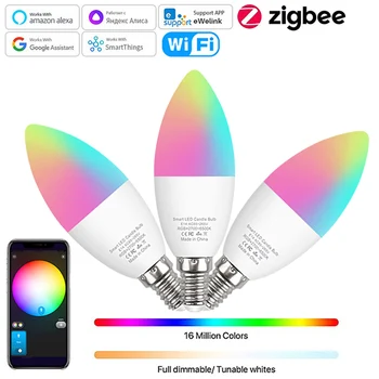 Ewelink E14 Wifi Inteligent cu Led-uri Bec Zigbee RGBCW Lampă cu Led-uri Funcționează Cu Alexa Amazon de Start Google Yandex Alice Smartthings