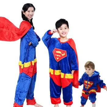 Familia Kigurumi Pijama Albastru Kigurumi Cu Capul Onesie Cosplay Costum de Pijama pentru Copii Pentru Copii și Adulți