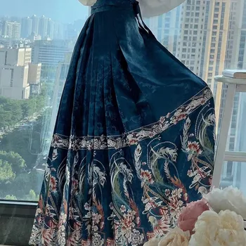 Fata de cal Fusta Hanfu Originală Chineză Rochie de Femei Moderne Tricou + Ma Mian Fusta Set de zi cu Zi Tradițională Chineză Femeie Tinuta