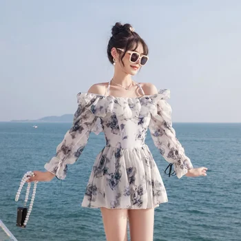 Femei-O Bucată Zburli Costume de baie de Vară pe Plajă Costum de Baie Solid Monokini Burtica Control costum de Baie Căptușit Beachwear Stil Coreea