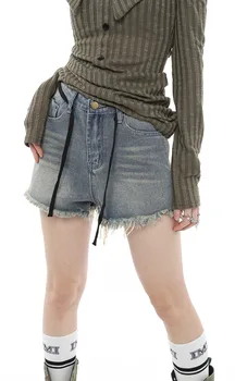 Femei Talie Mare Culoare Solidă pantaloni Scurți din Denim 2023 Moda de Vara Noi Ciucure Design Blugi Y2K Stilul Streetwear Chic pantaloni Scurți