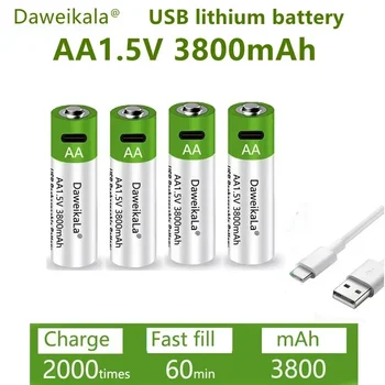 FFast de încărcare de 1,5 V AA baterie litiu-ion cu capacitate 3800mah și USB înlocuire LED-uri lanterna, camera foto, tastatura și mouse-ul