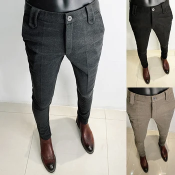 Fierbinte de vânzare Bărbați Pantaloni Slim Fit Barbati 2023Spring Casual Glezna Lungime Pantaloni de Stradă pentru Bărbați de Înaltă Calitate Negru Gri Rochie Costum pantaloni