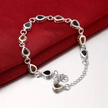 Fierbinte Fine de argint 925 farmec elegant Placat cu lanț piatra de cristal Bratari pentru femei Bijuterii moda Accesorii de nunta